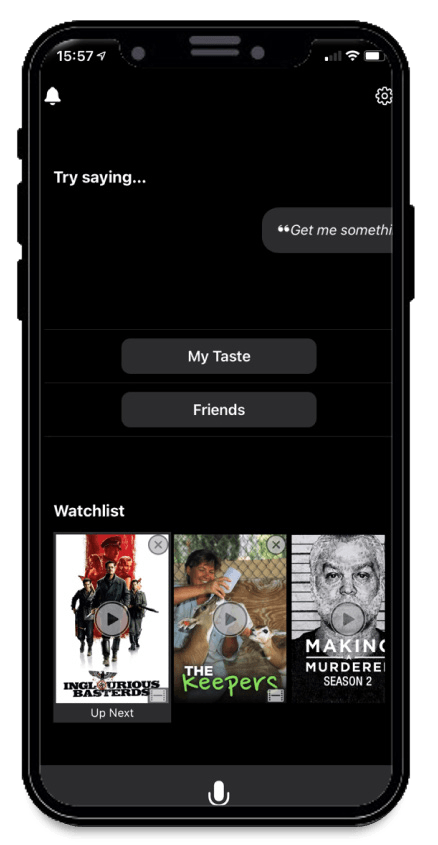 The final home screen, with a single My Taste button.