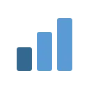 Three rising bars, the first dark blue