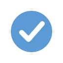 A white tick in a light-blue circle