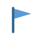 A light-blue flag on a dark-blue pole