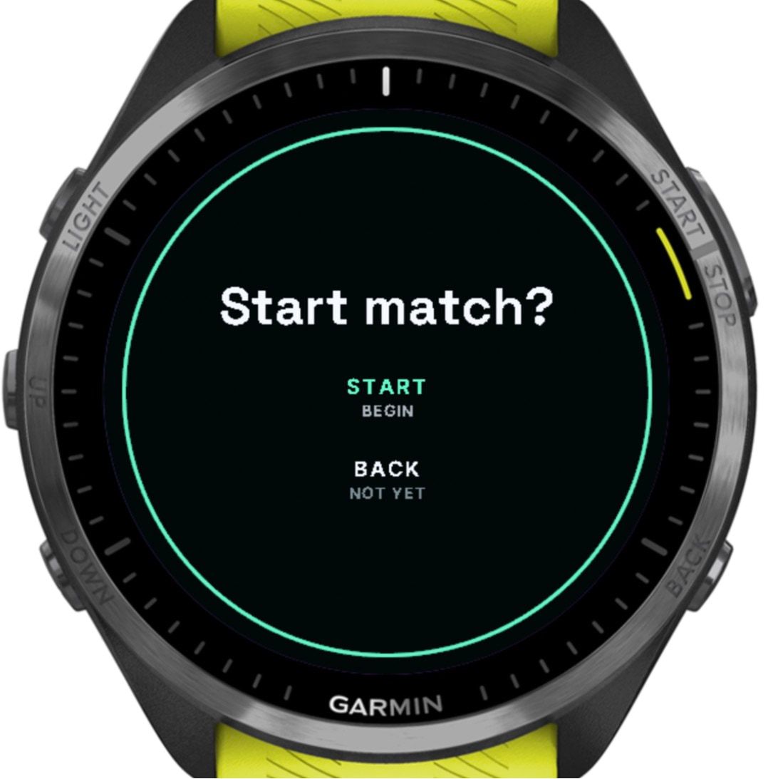 Start match? with START to begin and BACK for not yet.